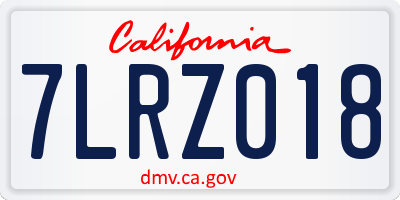 CA license plate 7LRZ018