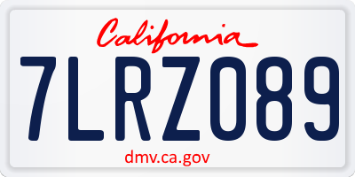 CA license plate 7LRZ089