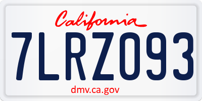 CA license plate 7LRZ093