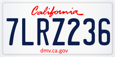 CA license plate 7LRZ236