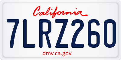 CA license plate 7LRZ260