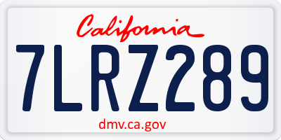 CA license plate 7LRZ289
