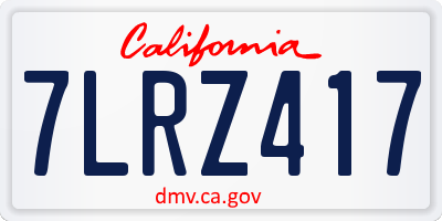 CA license plate 7LRZ417