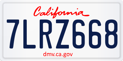 CA license plate 7LRZ668