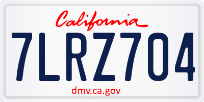 CA license plate 7LRZ704