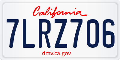 CA license plate 7LRZ706