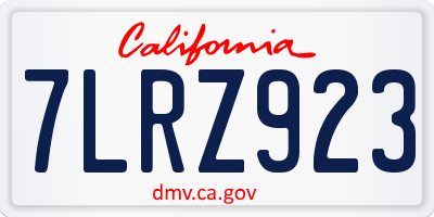CA license plate 7LRZ923