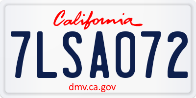 CA license plate 7LSA072