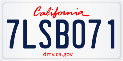 CA license plate 7LSB071