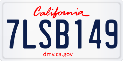 CA license plate 7LSB149