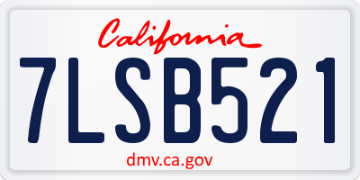 CA license plate 7LSB521
