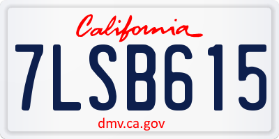 CA license plate 7LSB615