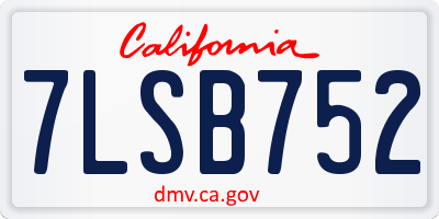 CA license plate 7LSB752