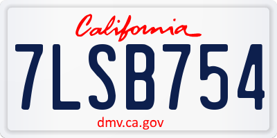 CA license plate 7LSB754