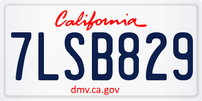 CA license plate 7LSB829