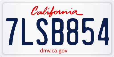 CA license plate 7LSB854