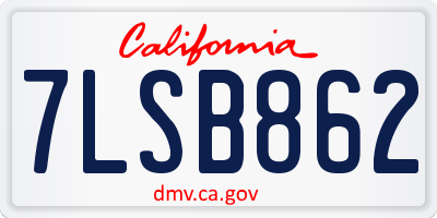 CA license plate 7LSB862