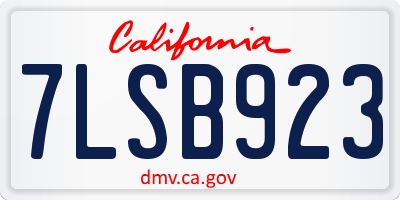 CA license plate 7LSB923