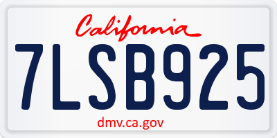 CA license plate 7LSB925