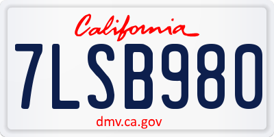 CA license plate 7LSB980