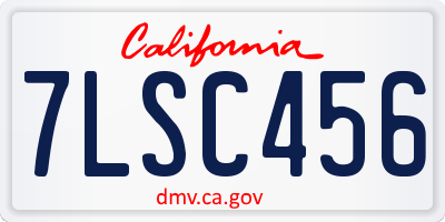 CA license plate 7LSC456