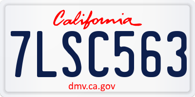 CA license plate 7LSC563