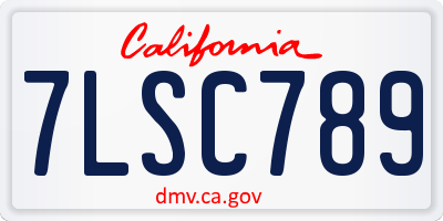CA license plate 7LSC789