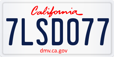 CA license plate 7LSD077