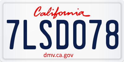 CA license plate 7LSD078