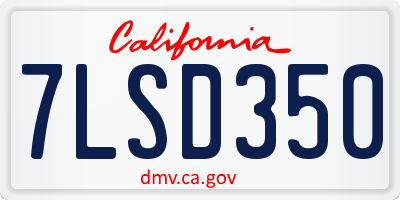 CA license plate 7LSD350