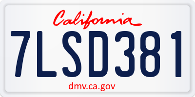 CA license plate 7LSD381