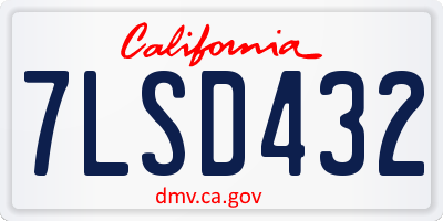 CA license plate 7LSD432