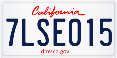 CA license plate 7LSE015