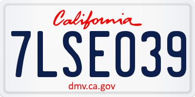 CA license plate 7LSE039