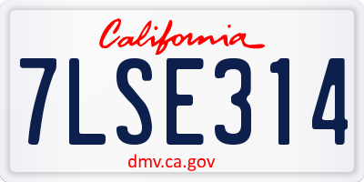 CA license plate 7LSE314