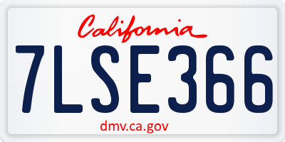 CA license plate 7LSE366