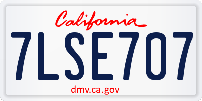 CA license plate 7LSE707