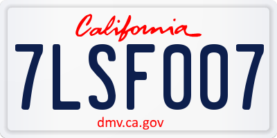 CA license plate 7LSF007