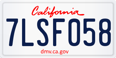 CA license plate 7LSF058