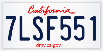 CA license plate 7LSF551
