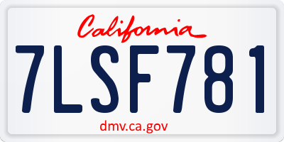 CA license plate 7LSF781