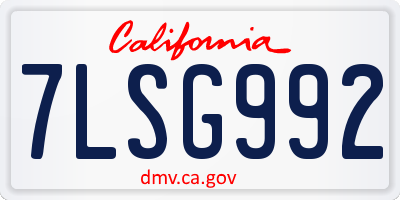 CA license plate 7LSG992