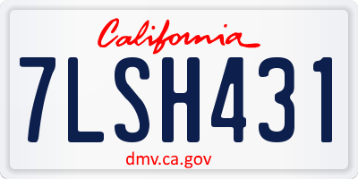CA license plate 7LSH431