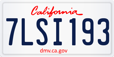 CA license plate 7LSI193