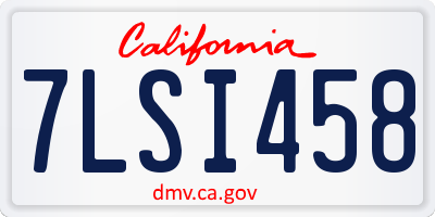 CA license plate 7LSI458