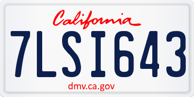 CA license plate 7LSI643