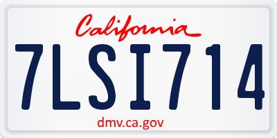 CA license plate 7LSI714