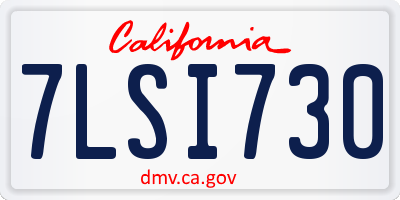 CA license plate 7LSI730