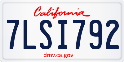 CA license plate 7LSI792
