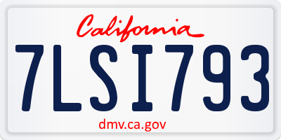 CA license plate 7LSI793